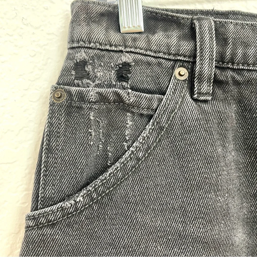 Free People We the Free Black Denim Skirt Raw Hem Button Fly Size 30 - Picture 5 of 12